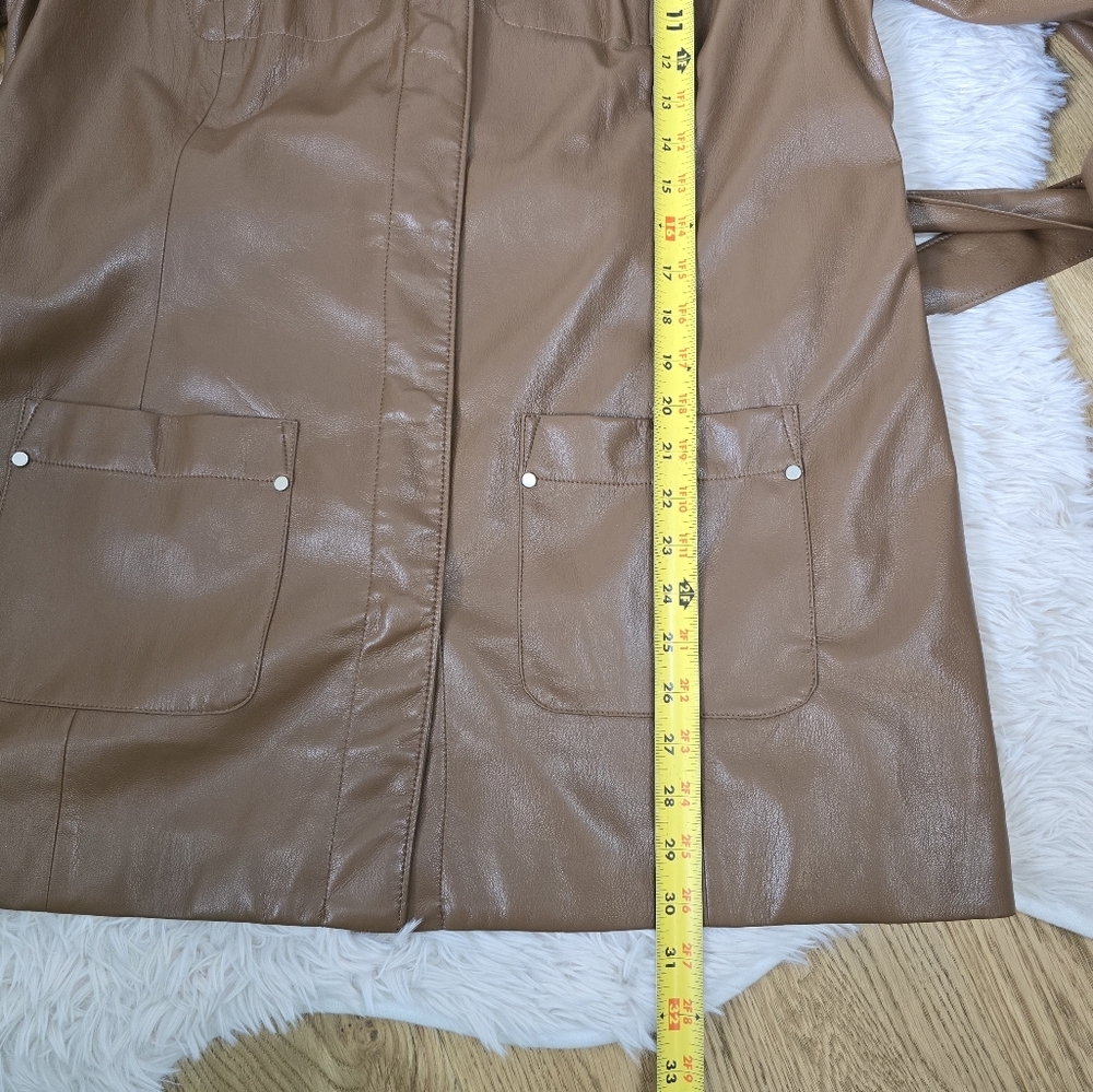 NWT Chicos Brown Coated Vegan Leather Utility Jacket Size 2 - Picture 5 of 12